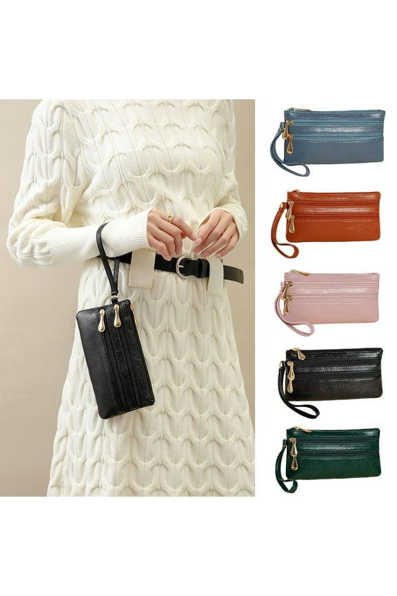 Women's Wristlet Wallet with Phone Holder PU Leather Long Pocket Purse for and Samsung RFID Blocking Card Slots & Wrist Strap Daily Use & Travel (Black)