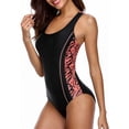 thumbnail image 1 of Women's X Back One Piece Athletic Swimwear Printed Training Slimming Bathing Suit, 1 of 5