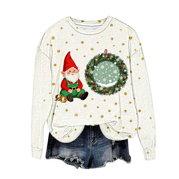 Women's Xmas Graphic Sweatshirt Christmas Pullover Sweater Blouses Round Neck Tops Long Sleeve Sweatshirts Comfort Casual Casual Tops Comfy Fall Fashion Outfits Winter Clothes
