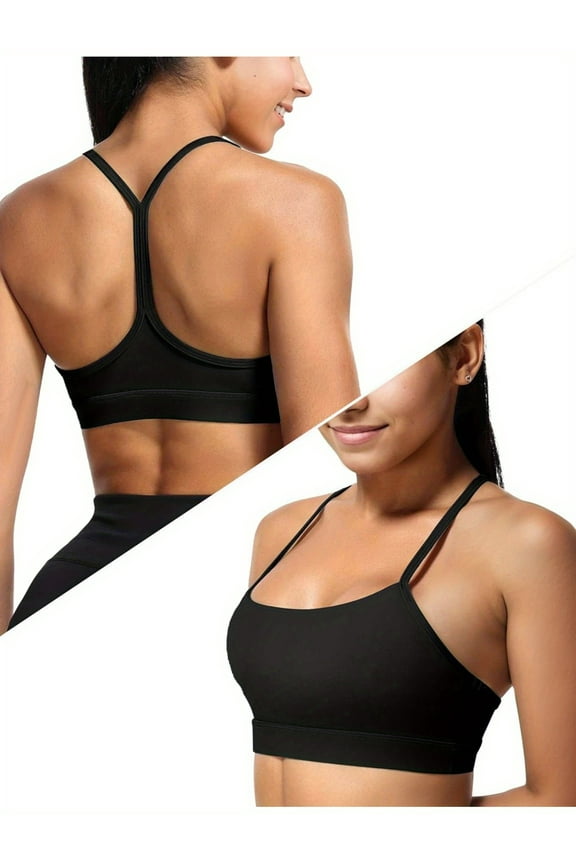 Women's Y-Back Sports Bra, Low Impact Padded Racerback Tank, Women's Sports Yoga Fitness Top