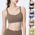 thumbnail image 1 of Women's Y Back Sports Bra Thin Spaghetti Strap Yoga Vest, Padded Low Impact Anti Shock Workout Lingerie, Seamless Wireless Running Bralette, Breathable Fitness Top, Soft Aesthetic Gym Tank Top, 1 of 5