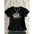 thumbnail image 1 of Women's Y2K Blueberry Fruit Print Short T-Shirt, White Summer Short Sleeve Tee, 1 of 4