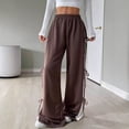 thumbnail image 1 of Women's Y2K Bow Knot Wide Leg Sweatpants Elastic High Waist Loose Casual Trousers Streetwear Baggy Pants Brown XL, 1 of 6