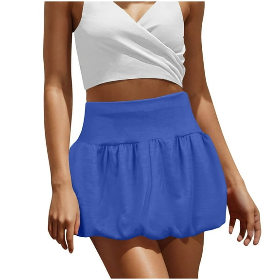 Women's Y2K Bubble Mini Skirt 2025 – High Waisted A-Line Puff Skirt with Ruffle Hem & Elastic Waist, Beach Vacation Cute Casual Short Skirt