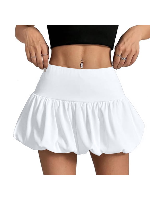 Women's Y2K Bubble Mini Skirt high Waist Puff Skirt Summer Streetwear Skort with Short Underneath Fashion Cool Trendy Aesthetic clothing Skin-friendly Smooth High Quality Minimalist clothes