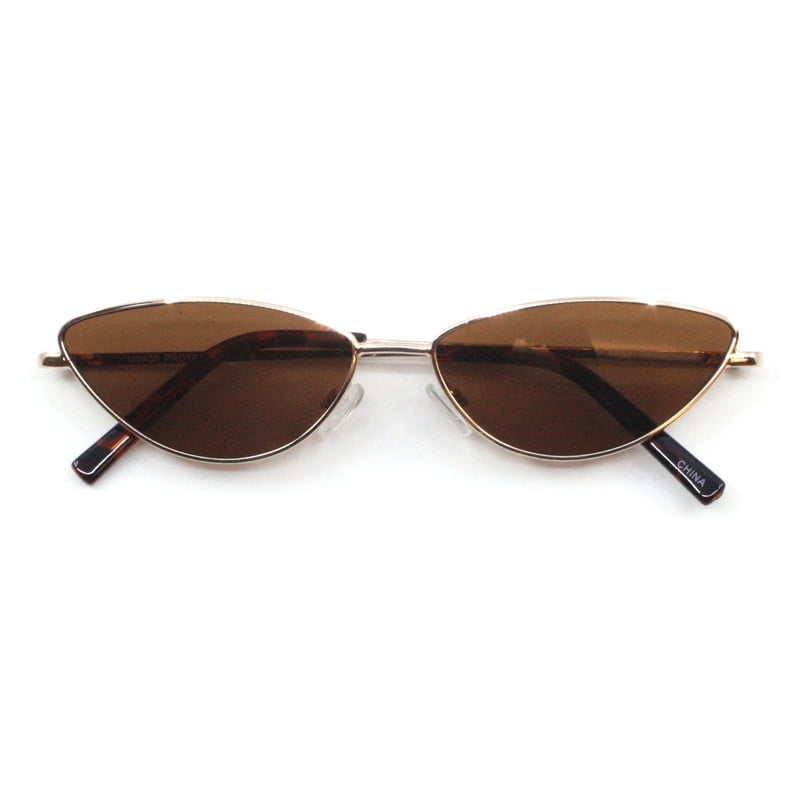 Cat Eye Sunglasses Oval Metal Frame Brown color 90s Vintage Oval Cateye Sunglasses. Womens Transparent Brown  main image 3