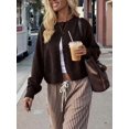 thumbnail image 1 of Women's Comfortable Solid Round Neck Loose Drop Shoulder Cardigan Sweater Top, Autumn Fashion Casual Outfit Fall, 1 of 10