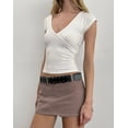 thumbnail image 1 of Women's Y2K Deep V Neck Cross Wrap Ruched Crop Tops Cap Sleeve Slim Fit Sexy Going Out Tank Tops, 1 of 6