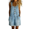 thumbnail image 1 of Women's Y2K Denim Shortalls Button Front Wide Leg Loose Jean Shorts Romper Jumpsuits M, 1 of 5