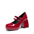 thumbnail image 1 of Women's Y2K Double Strap Platform Mary Jane Heels with Square Toe and Chunky Block Heel, 1 of 6