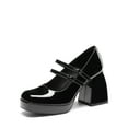thumbnail image 1 of Women's Y2K Double Strap Platform Mary Jane Heels with Square Toe and Chunky Block Heel, 1 of 6