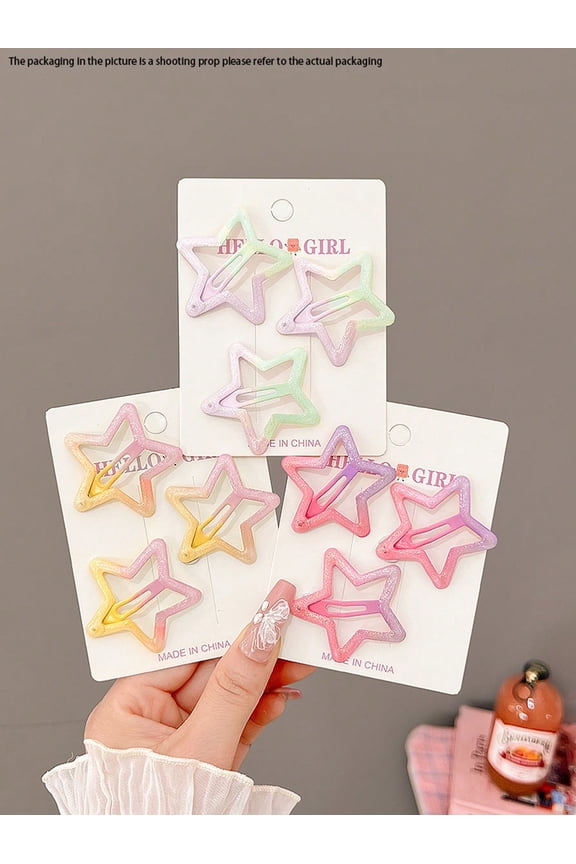 Women s Y2K Glitter Star Hair Clips Cute Gradient Hair Barrettes 4cm Five Pointed Star BB Clips Versatile Side Bangs Daily Use Head Accessories Hairpin 50pcs Multicolor