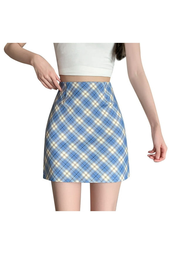 Women's Y2K Preppy Plaid Mini Skirt – High Waist A-Line Skater Skirt, Color Block Summer Trendy Bottoms 2025