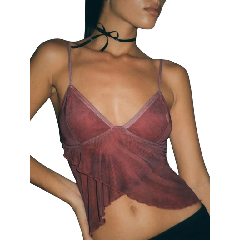 Sheer spaghetti strap top new arrivals