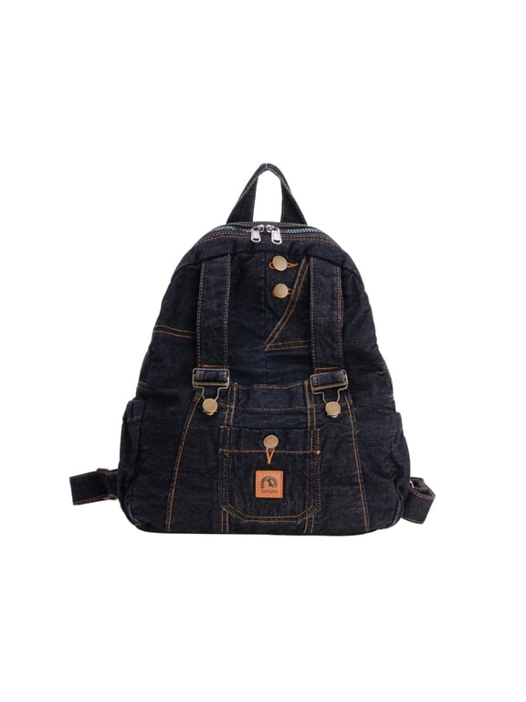 Women's Y2K Vintage Denim Backpack, Lightweight Water-Resistant Canvas Rucksack, Grunge Style Travel Daypack