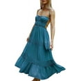 thumbnail image 1 of Women's Y2k Cut Out Backless Maxi Dress Bodycon Long Flowy Dresses Summer Boho Spaghetti Strap Low Cut Cami Dress Clubwear, 1 of 10