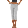 thumbnail image 1 of Women's Y2k Fold Over Capri Pants 3/4 Length Pants Foldover Leggings Knee Length Stretch Tight Solid Color Yoga Pants, 1 of 4