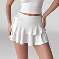 thumbnail image 1 of Women's Y2k Layered Mini Skirt Ruched A Line Cute Tiered Ruffle Skirt High Waisted Ruffles Lingerie Short Skirts White L, 1 of 7