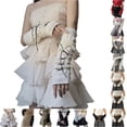 thumbnail image 1 of Women's Y2k Long Arm Gloves White Cozy Winter Fingerless Gloves Soft Arm Warmers Holiday Halloween Gloves for Women, 1 of 4