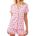 thumbnail image 1 of Women's Y2k Monkey Print Pajamas Preppy 2 Piece Button Front Sleep Pjs Shirts and Boxer Shorts Outfit Lounge Sets, 1 of 10