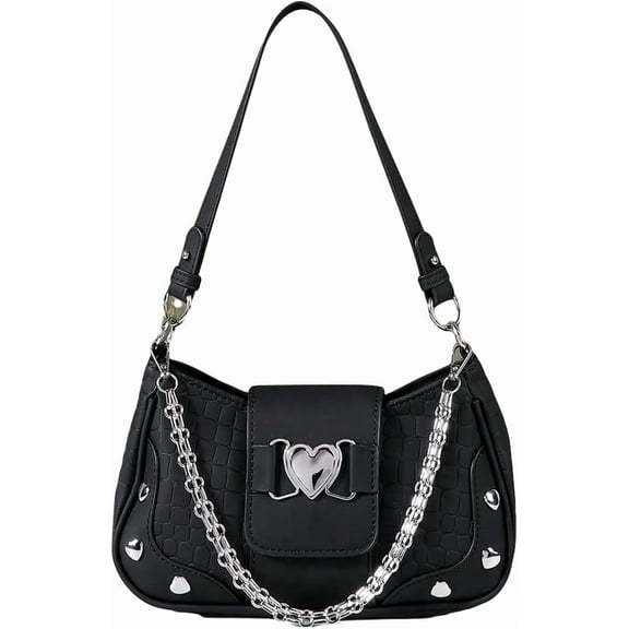 Women's Y2k Studded PU Leather Hobo Handbag Mini Shoulder Bags Clutch Purse