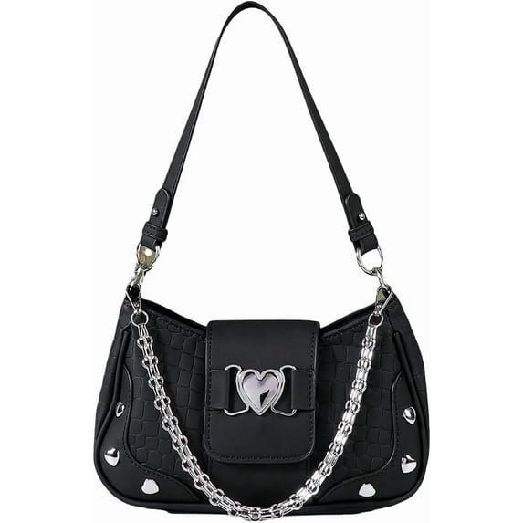 Women's Y2k Studded PU Leather Hobo Handbag Mini Shoulder Bags Clutch Purse