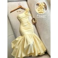 thumbnail image 1 of Women's Yellow 3D Floral Asymmetric Shoulder Bodycon Evening Dress, 1 of 8