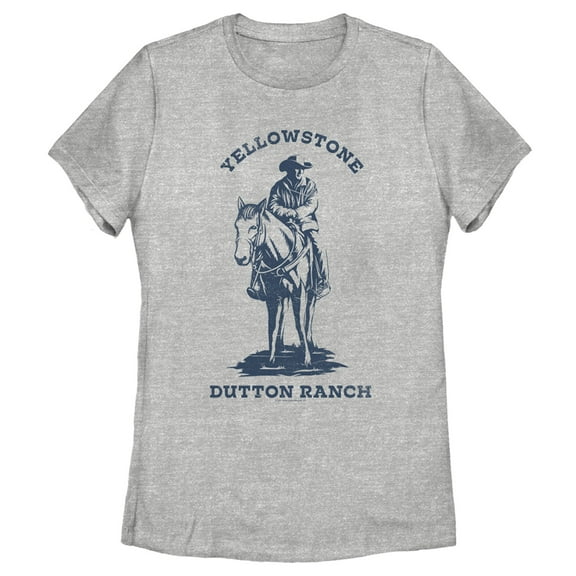 Women's Yellowstone Blue John Dutton Riding Horse on Ranch Graphic T-Shirt