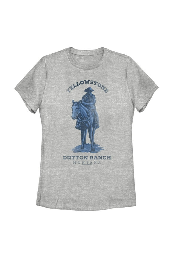 Women's Yellowstone Blue Realistic John Dutton Riding Horse  Graphic T-Shirt