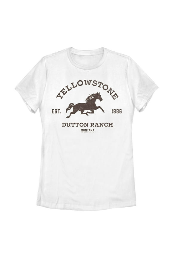Women's Yellowstone Brown Horse Dutton Ranch Logo Est. 1886  Graphic T-Shirt