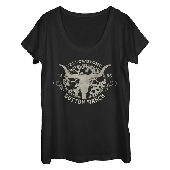 Women's Yellowstone Cow Print Logo Graphic T-Shirt