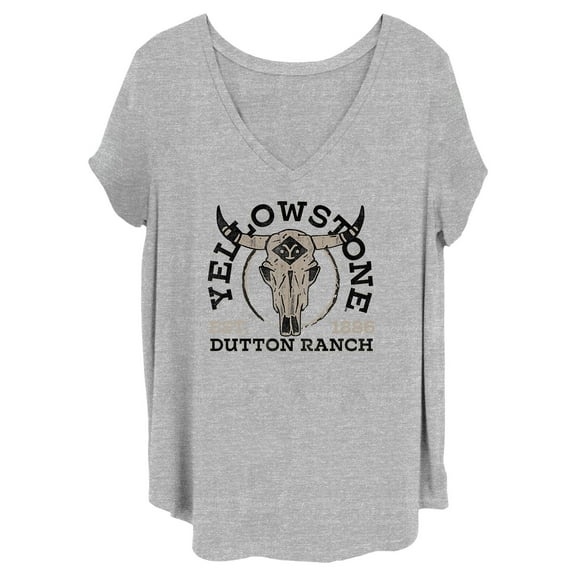 Women's Yellowstone Cow Skull Dutton Ranch Est. 1886 Graphic T-Shirt
