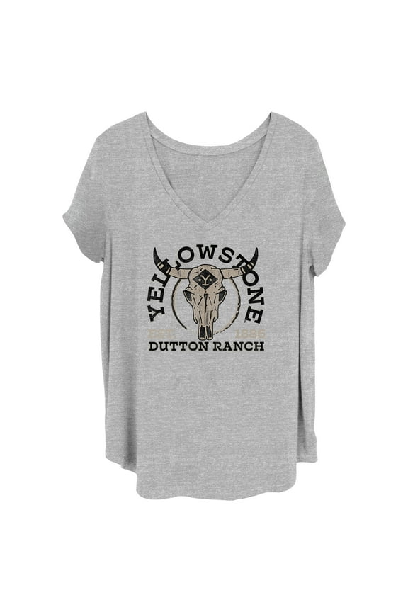 Women's Yellowstone Cow Skull Dutton Ranch Est. 1886 Graphic T-Shirt