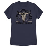 Womens Yellowstone Cow Skull Dutton Ranch Graphic T-Shirt