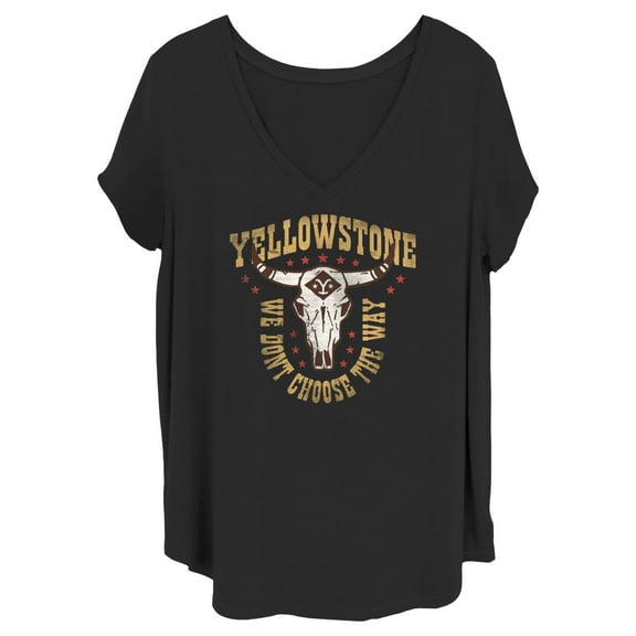 Women's Yellowstone Cow Skull We Don't Choose The Way  Graphic T-Shirt
