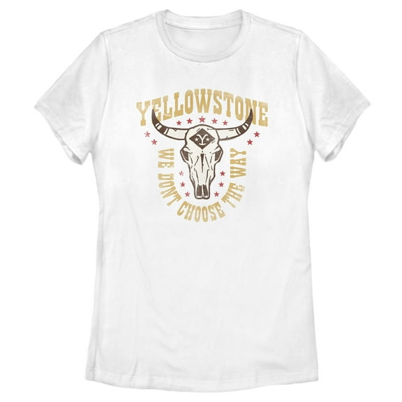 Women's Yellowstone Cow Skull We Don't Choose The Way  Graphic T-Shirt