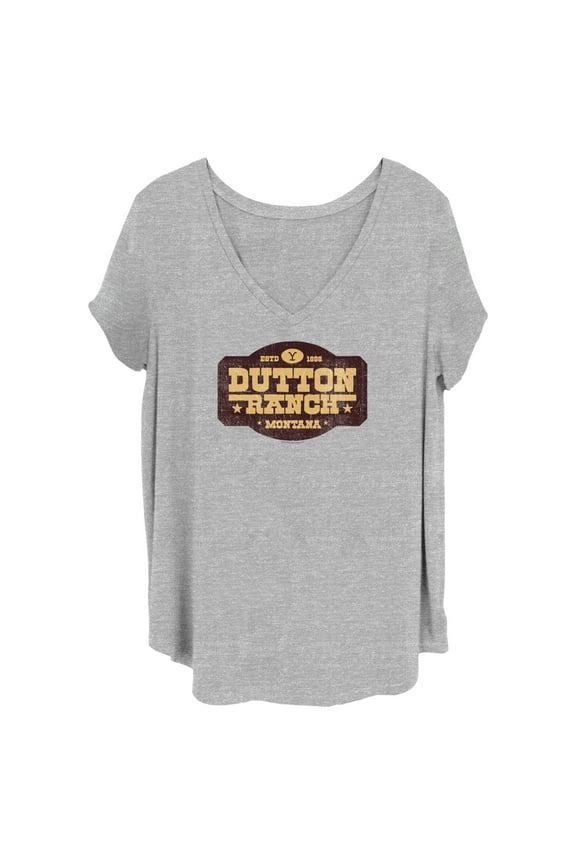 Women's Yellowstone Distressed Dutton Ranch Montana Est 1886 Logo  Graphic T-Shirt