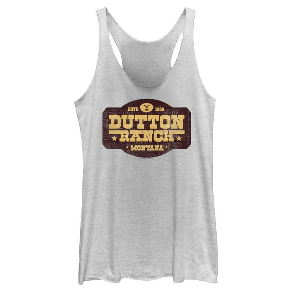 Women's Yellowstone Distressed Dutton Ranch Montana Est 1886 Logo  Racerback Tank Top