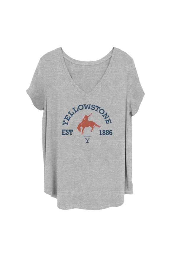 Women's Yellowstone Distressed Rider Silhouette Est. 1886 Graphic T-Shirt