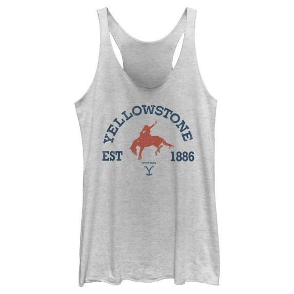 Women's Yellowstone Distressed Rider Silhouette Est. 1886 Racerback Tank Top