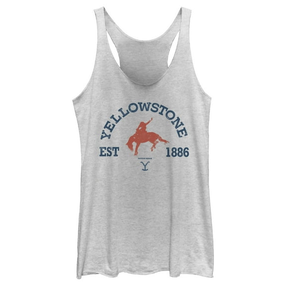 Women's Yellowstone Distressed Rider Silhouette Est. 1886 Racerback Tank Top