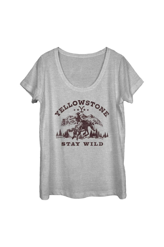 Women's Yellowstone Distressed Stay Wild Graphic T-Shirt
