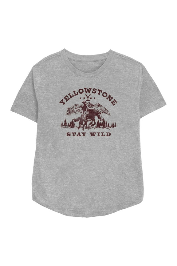 Women's Yellowstone Distressed Stay Wild Graphic T-Shirt