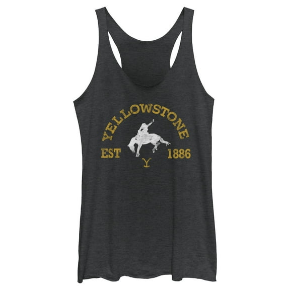 Women's Yellowstone Distressed White Rider Silhouette Est. 1886  Racerback Tank Top