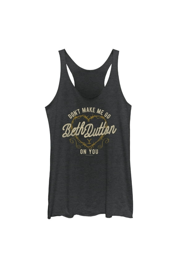 Women's Yellowstone Don't Make Me Go Beth Dutton Barbwire Heart Racerback Tank Top