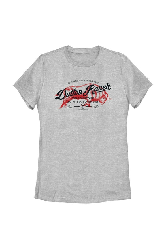 Women's Yellowstone Dutton Ranch Bull So Wild, So Angry Graphic T-Shirt