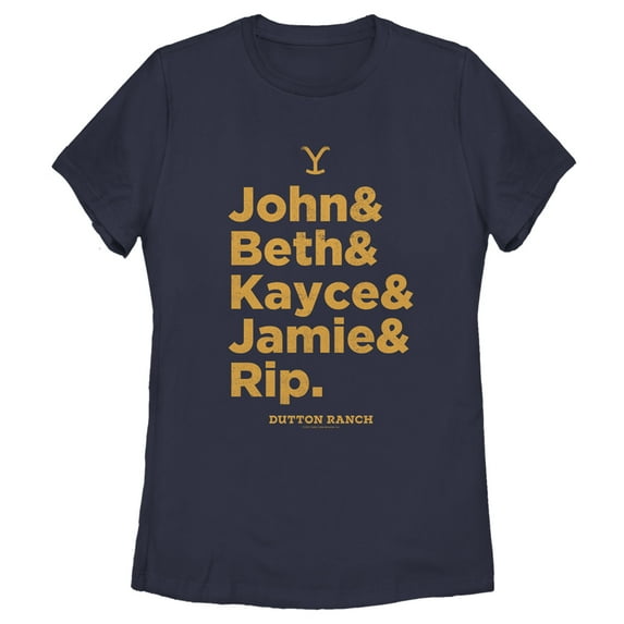 Women's Yellowstone Dutton Ranch Family Name Line Up Graphic T-Shirt