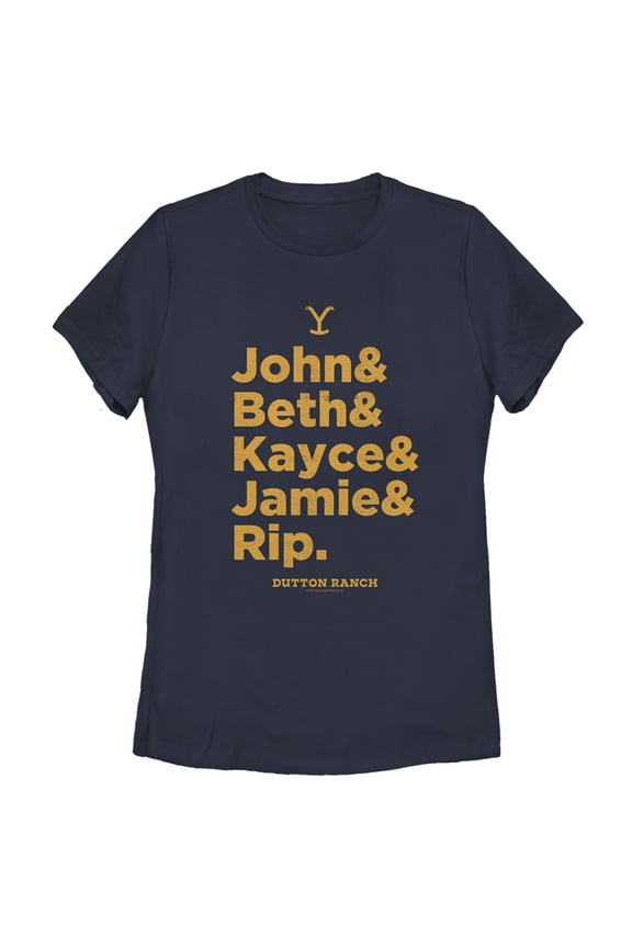 Women's Yellowstone Dutton Ranch Family Name Line Up Graphic T-Shirt