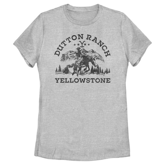 Women's Yellowstone Dutton Ranch Montana Black Outlines Graphic T-Shirt