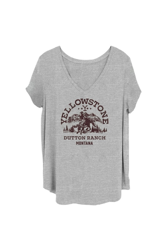 Women's Yellowstone Dutton Ranch Montana Outlines  Graphic T-Shirt